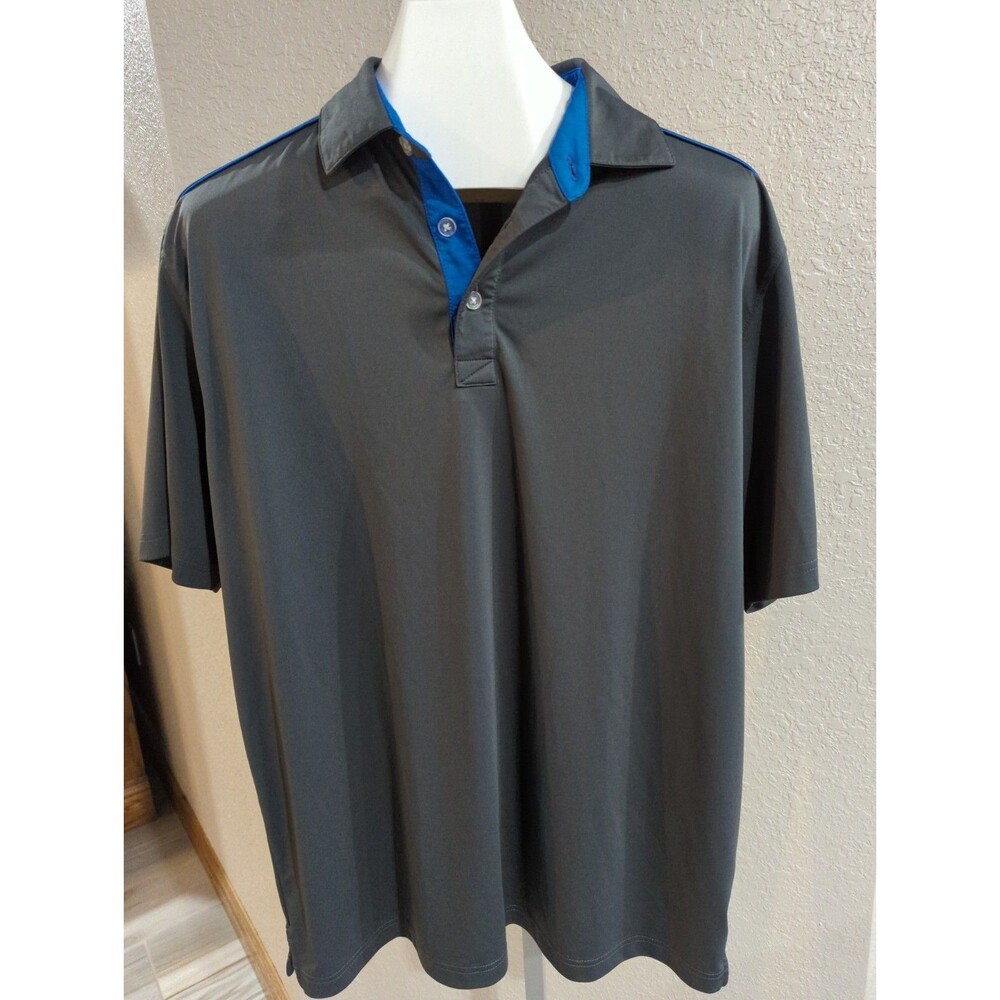 Men's Callaway Polo Shirt Large Dark Gray Royal Short Sleeve Golf Opti Dri